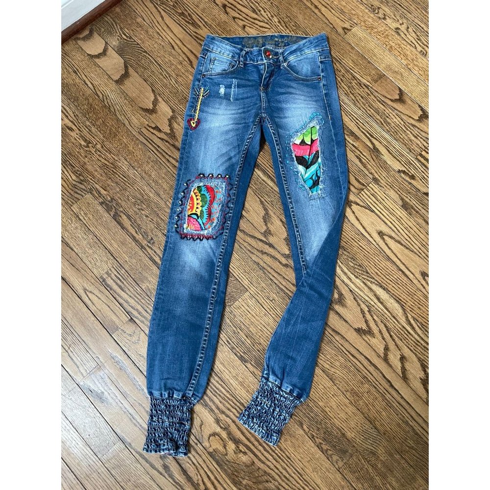 DESIGUAL Africa Arrow Rep Patchwork Jean Joggers - Picture 2 of 6